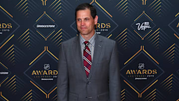 Jun 19, 2019; Las Vegas, NV, USA; Don Sweeney is pictured on the red carpet during the 2019 NHL Awards at Mandalay Bay. Mandatory Credit: Stephen R. Sylvanie-Imagn Images