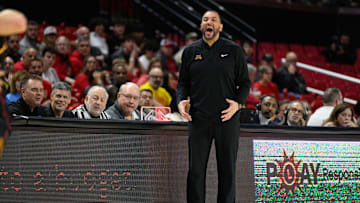Jan 13, 2025; College Park, Maryland, USA; Minnesota Golden Gophers head coach Ben Johnson calls a play during the first half against the Maryland Terrapins at Xfinity Center. Mandatory Credit: Reggie Hildred-Imagn Images