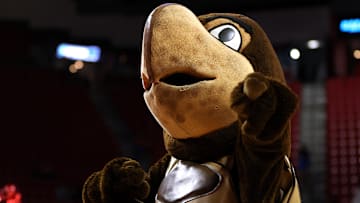 Mar 24, 2025; College Park, Maryland, USA; The Maryland Terrapins mascot performs during the first half against the Alabama Crimson Tide at Xfinity Center. Mandatory Credit: Daniel Kucin Jr.-Imagn Images