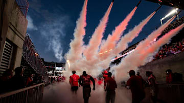 The Ohio State Buckeyes run through the team entrance tunnel as they take field for the NCAA football game against the Akron Zips game at Ohio Stadium in Columbus, Ohio Sept. 25.

Osu21akr Njg 027