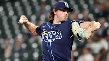 Sep 23, 2025; Baltimore, Maryland, USA; Tampa Bay Rays pitcher Ryan Pepiot (44) throws during the first inning against the Baltimore Orioles at Oriole Park at Camden Yards. Mandatory Credit: Daniel Kucin Jr.-Imagn Images