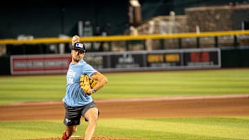 Brody Hopkins of Winthrop University attends the MLB Draft Combine at Chase Field in Phoenix on June 21, 2023.