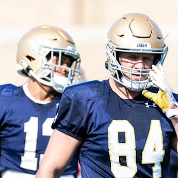 Notre Dame's Kevin Bauman during Notre Dame Fall Camp on Wednesday, July 26, 2023, at Irish Athletics Center in South Bend, Indiana.