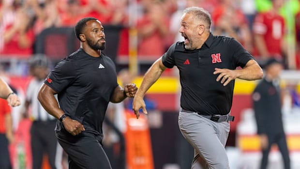 Nebraska football head coach Matt Rhule and strength & conditioning coach Corey Campbell.