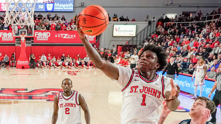 Butler v St. John's; St. John's basketball guard Kadary Richmond scores a layup against Butler