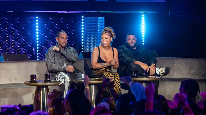 Rhythm + Flow. (L to R) Ludacris, Latto, DJ Khaled in Season 2 of Rhythm + Flow. Cr. Eli Joshua Adé/Netflix © 2024