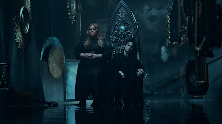 The Sandman. (L to R) Donna Preston as Despair, Tom Sturridge as Dream in episode 208 of The Sandman. Cr. Ed Miller/Netflix © 2025