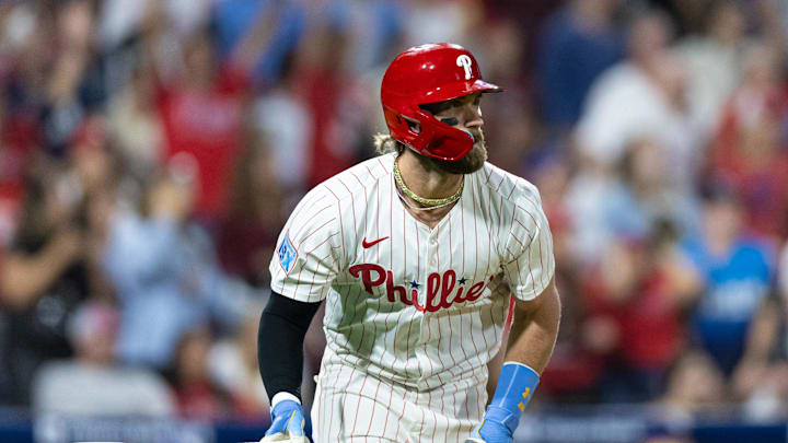 Philadelphia Phillies first baseman Bryce Harper hit two home runs on Saturday