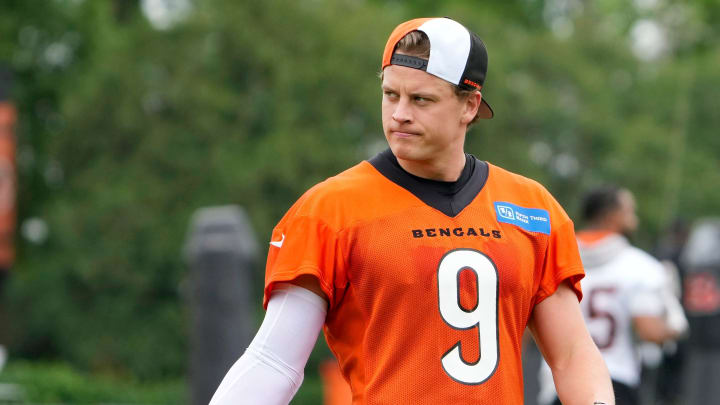 Cincinnati Bengals quarterback Joe Burrow return to the practice field during an offseason workout at the practice fields outside of Paycor Stadium Tuesday, May 7, 2024. Burrow is recovering from wrist surgery after a season-ending injury he suffered in a Week 11.