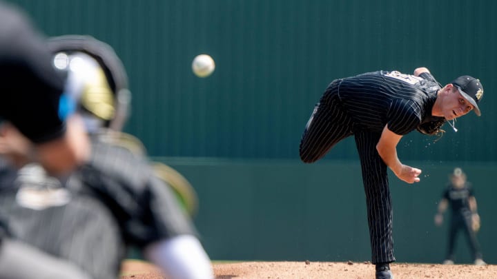 Buchholz Bobcats pitcher Austin Cardozo (10) on the mound in the first innng of their game with Dwyer Panthers in class 6A Championship high school baseball match up on Saturday, May 18, 2024, in Fort Myers, Fla. (Photo/Chris Tilley)