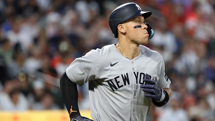 Apr 29, 2025; Baltimore, Maryland, USA; New York Yankees outfielder Aaron Judge (99) walks during the fifth inning against the Baltimore Orioles at Oriole Park at Camden Yards.