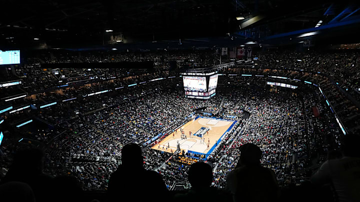 Mar 17, 2023; Columbus, Ohio, USA;  Fans take in the action between USC Trojans and Michigan State Spartans during the first round of the NCAA men   s basketball tournament at Nationwide Arena. Mandatory Credit: Adam Cairns-The Columbus Dispatch

Basketball Ncaa Men S Basketball Tournament