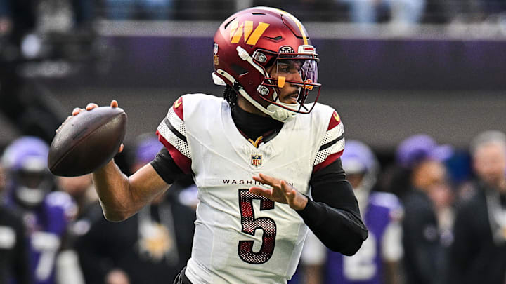 Washington Commanders quarterback Jayden Daniels. Washington Commanders quarterback Jayden Daniels.