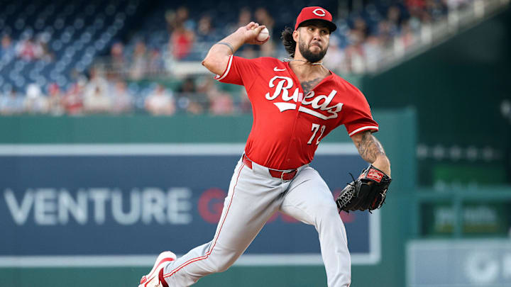 Cincinnati Reds pitcher Lyon Richardson throws during the third inning against the Washington Nationals.