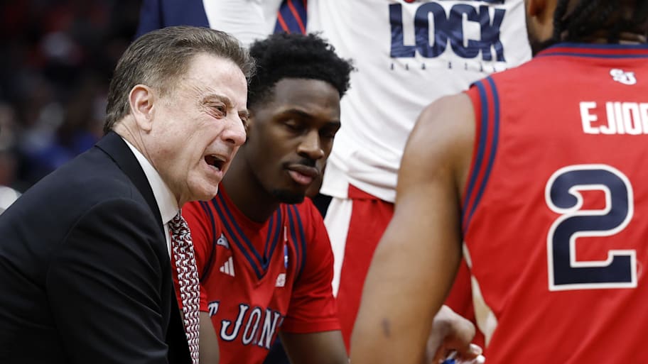 St. John's Red Storm head coach Rick Pitino reacts in the first half during a Sweet Sixteen game.
