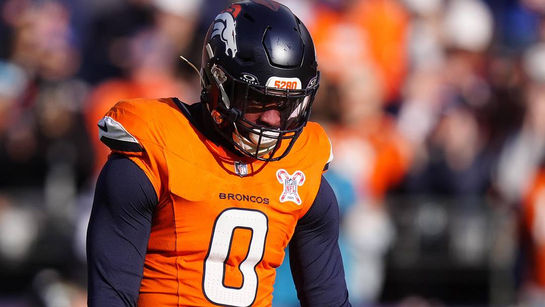 Dec 21, 2025; Denver, Colorado, USA; Denver Broncos linebacker Jonathon Cooper (0) before the game at Empower Field at Mile High. Mandatory Credit: Ron Chenoy-Imagn Images