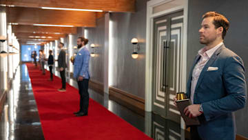 Love Is Blind. (L to R) Tom Dann, David Bettenburg in episode 801 of Love Is Blind. Cr. Greg Gayne/Netflix © 2025
