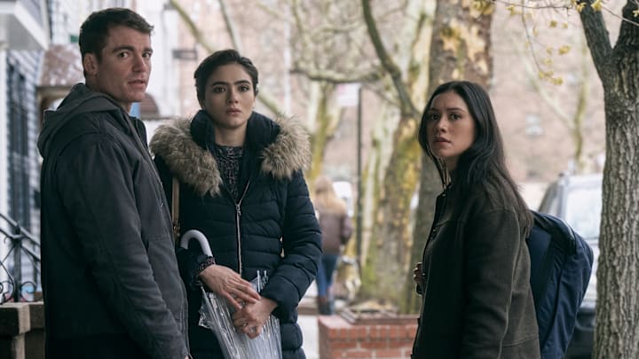 The Night Agent. (L to R) Gabriel Basso as Peter Sutherland, Arienne Mandi as Noor, Luciane Buchanan as Rose Larkin in episode 205 of The Night Agent