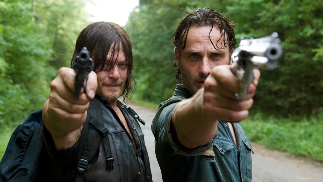 Andrew Lincoln as Rick Grimes and Norman Reedus as Daryl Dixon - The Walking Dead _ Season 6, Episode 10 - Photo Credit: Gene Page/AMC