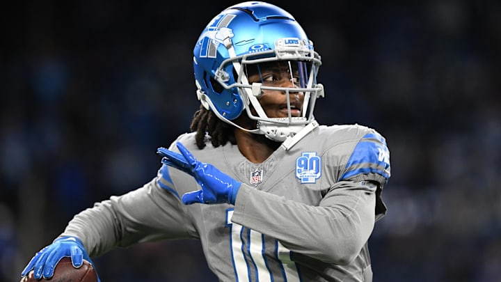 Former Detroit Lions quarterback Teddy Bridgewater warms up for a game.