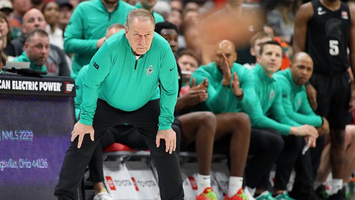 Jan 3, 2025; Columbus, Ohio, USA; Michigan State Spartans head coach Tom Izzo during the second half against the Ohio State Buckeyes at Value City Arena. Mandatory Credit: Joseph Maiorana-Imagn Images