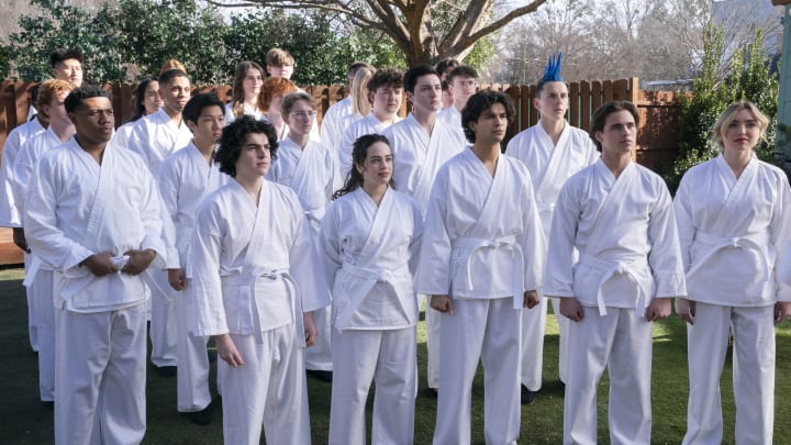 The students of Miyagi-Do waiting for their lesson in Cobra Kai season 6 part 1