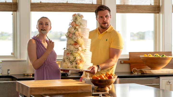 Dakota Fanning as Abby Winbury and Jack Reynor as Thomas Winbury in The Perfect Couple