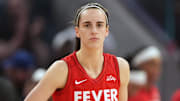 Jun 19, 2025; San Francisco, California, USA; Indiana Fever guard Caitlin Clark (22) before the game against the Golden State Valkyries at Chase Center. Mandatory Credit: Darren Yamashita-Imagn Images