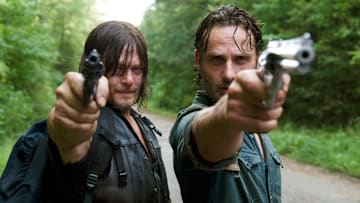 Andrew Lincoln as Rick Grimes and Norman Reedus as Daryl Dixon - The Walking Dead _ Season 6, Episode 10 - Photo Credit: Gene Page/AMC