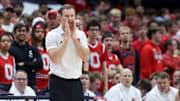 Nebraska Cornhuskers head coach Fred Hoiberg calls a play during the second half against the Ohio State Buckeyes.