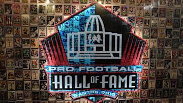 Aug 4, 2023; Canton, OH, USA; The Pro Football Hall of Fame logo at the Pro Football Hall of Fame.