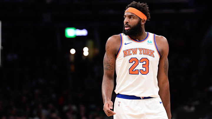 Dec 8, 2023; Boston, Massachusetts, USA;  New York Knicks center Mitchell Robinson (23) looks on
