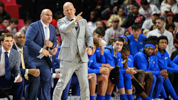Jan 10, 2025; College Park, Maryland, USA; UCLA Bruins head coach Mick Cronin reacts from the sideline during the first half against the Maryland Terrapins at Xfinity Center. Mandatory Credit: Reggie Hildred-Imagn Images