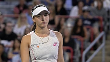 Eva Lys during her match against Iga Swiatek at the National Bank Open.