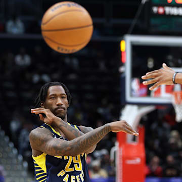  Indiana Pacers guard Quenton Jackson (29) passes during the second half against the Washington Wizards at Capital One Arena. 