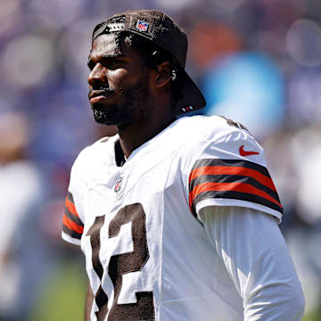 Sep 14, 2025; Baltimore, Maryland, USA; Cleveland Browns quarterback Shedeur Sanders (12) before the game against the Baltimore Ravens at M&T Bank Stadium. Mandatory Credit: Peter Casey-Imagn Images