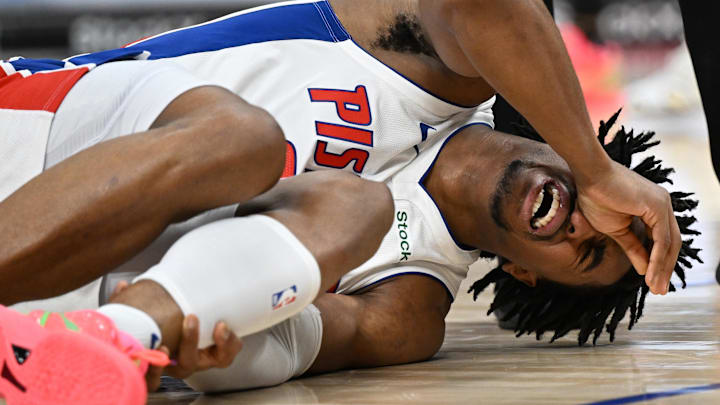 Jan 1, 2025; Detroit, Michigan, USA;  Detroit Pistons guard Jaden Ivey (23) : Lon Horwedel-Imagn Images