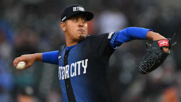 Jun 13, 2025; Detroit, Michigan, USA;  Detroit Tigers pitcher Keider Montero (54) throws a pitch against the Cincinnati Reds in the second inning at Comerica Park. Mandatory Credit: Lon Horwedel-Imagn Images