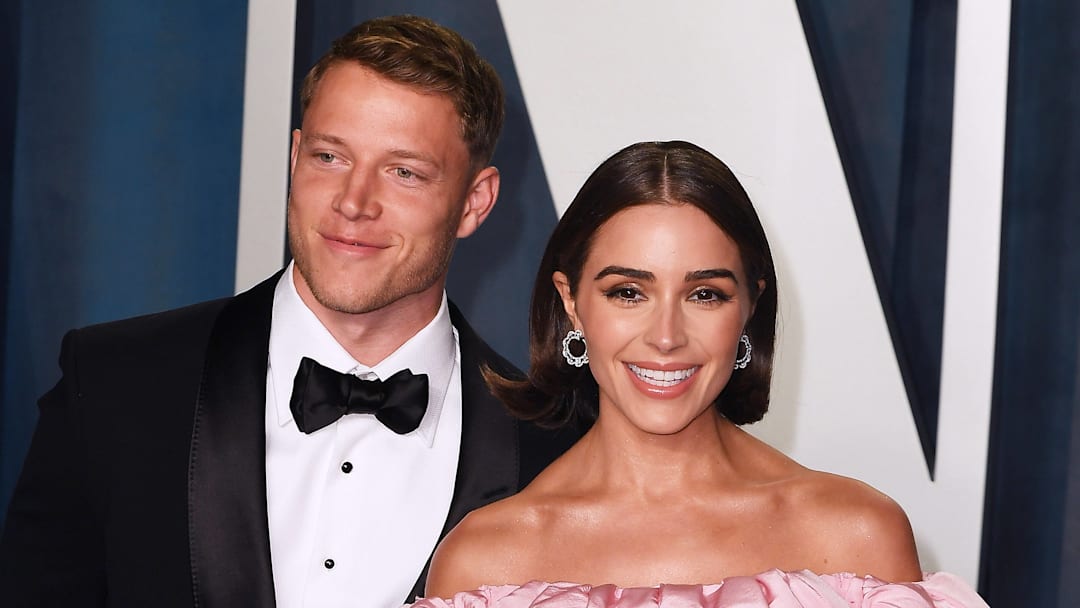 March 27, 2022, Beverly Hills, CA, USA: Christian McCaffrey, Olivia Culpo attend the 2022 Vanity Fair Oscar Party at the Wallis Annenberg Center for the Performing Arts on March 27, 2022 in Beverly Hills, California. 