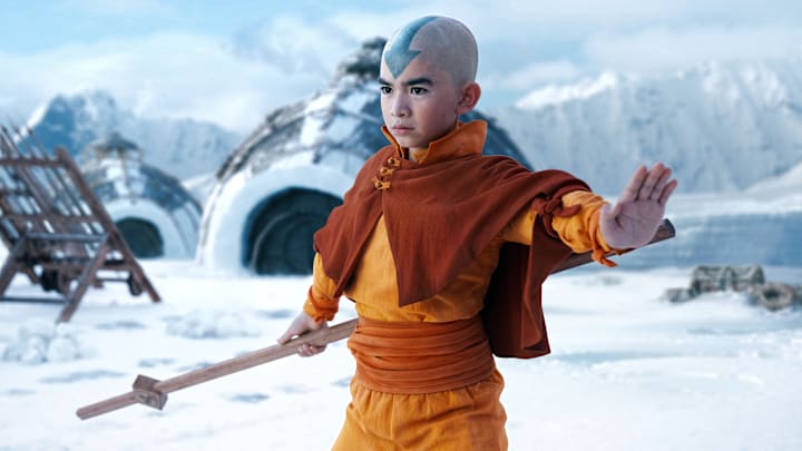 Avatar: The Last Airbender. Gordon Cormier as Aang in episode 101 of Avatar: The Last Airbender. Cr. Robert Falconer/Netflix © 2023