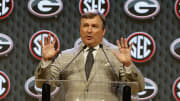 Georgia head coach Kirby Smart speaks in Dallas, Texas at SEC Kickoff 2024