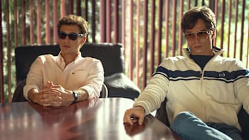 Monsters: The Lyle And Erik Menendez Story. (L to R) Cooper Koch as Erik Menendez, Nicholas Chavez as Lyle Menendez in episode 202 of Monsters: The Lyle And Erik Menendez Story. Cr. Miles Crist/Netflix © 2024