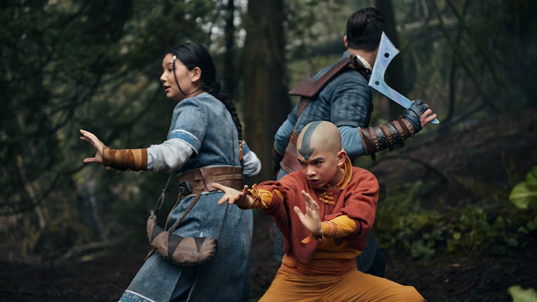 (L to R) Kiawentiio as Katara, Gordon Cormier as Aang, Ian Ousley as Sokka in season 1 of Avatar: The Last Airbender (L to R) Kiawentiio as Katara, Gordon Cormier as Aang, Ian Ousley as Sokka in season 1 of Avatar: The Last Airbender