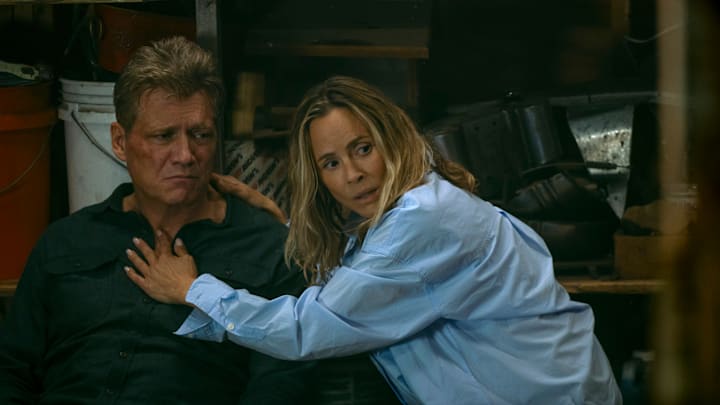 The Waterfront. (L to R) Holt McCallany as Harlan Buckley, Maria Bello as Belle Buckley in episode 104 of The Waterfront