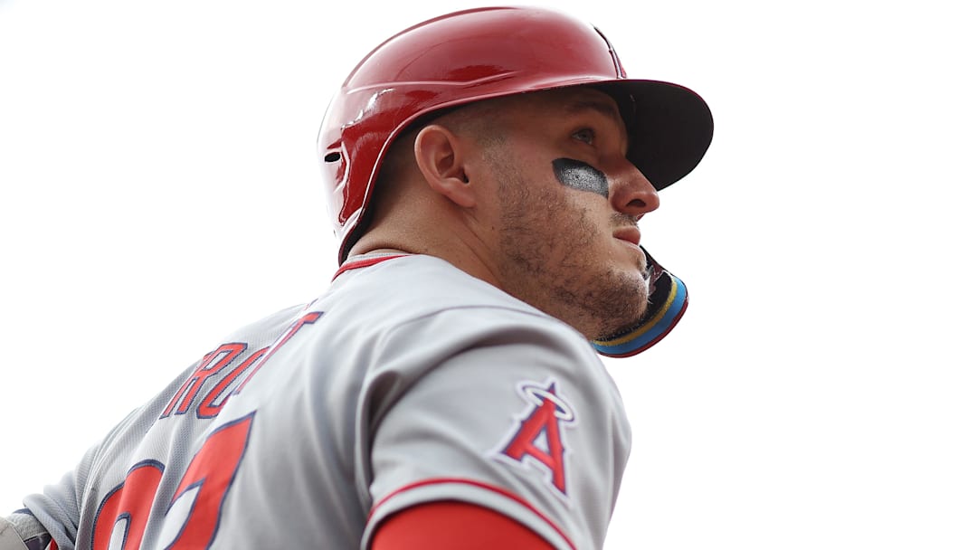 Jun 14, 2025; Baltimore, Maryland, USA; Los Angeles Angels outfielder Mike Trout. Mandatory Credit: Daniel Kucin Jr.-Imagn Images