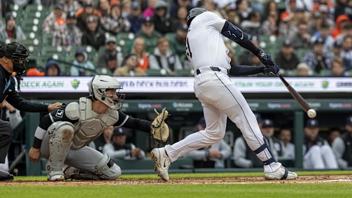 Riley Greene hits the ball