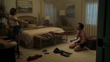 You. (L to R) Madeline Brewer as Bronte, Penn Badgley as Joe Goldberg in episode 5010 of You. Cr. Clifton Prescod/Netflix © 2025