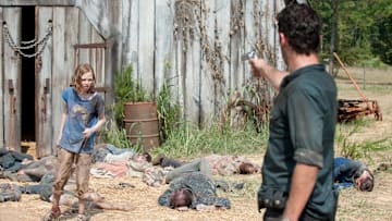 Walker Sophia (Madison Lintz) and Rick Grimes (Andrew Lincoln) - The Walking Dead - Season 2, Episode 7 - Photo Credit: Gene Page/AMC