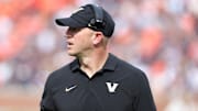 Vanderbilt Commodores head coach Clark Lea watches his team against the Auburn Tigers during the second quarter against at Jordan-Hare Stadium.