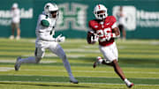 Aug 23, 2025; Honolulu, Hawaii, USA;  Hawaii Rainbow Warriors defensive back Semaj James (0) chases down Stanford Cardinal running back Sedrick Irvin (26) during the second half at Clarence T.C. Ching Athletics Complex. Mandatory Credit: Marco Garcia-Imagn Images